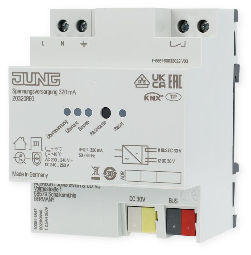 Jung 20320REG KNX Spannungsversorgung 320mA, 4 Teilungseinheiten, REG-Gehäuse