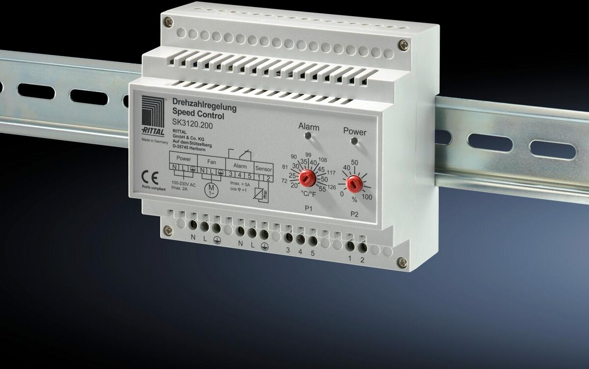 Rittal SK 3120.200 SK Drehzahlregler, für Filterlüfter und Luft/Luft-Wärmetauscher, 100 - 230 V, BHT: 105 x 90,5 x 60,2 mm