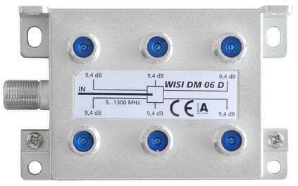 Wisi DM 06 D Verteiler, 6-fach, 9,4dB, 5...1300MHz, Klasse A (+10dB) für Vodafone, 75109 (DM06D)