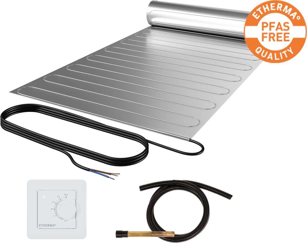 Etherma SET-eFLOOR-LM-S-120-1200 Set eFLOOR LAMINOTHERM STANDARD Fußbodenheizungsset, 120 W/m², 6m², 50x1200cm, 720W, PFAS frei, inkl. Regler eBASIC T