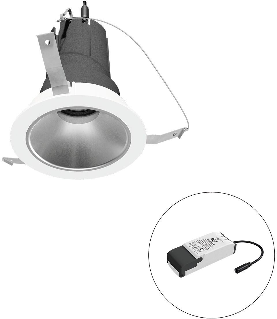 EVN SELECTO LED Deckeneinbau, rund, drehbar, IP20, 220-240V/AC, 13W, 3000K, 1517lm, inkl. Netzgerät, Phase, Reflektor silber/matt, 4.432,00cd, mediums