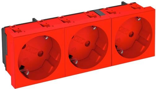 OBO Bettermann STD-D3S SRO3 Steckdose, 33°, Schutzkontakt, 3-fach, signalrot (6120129)