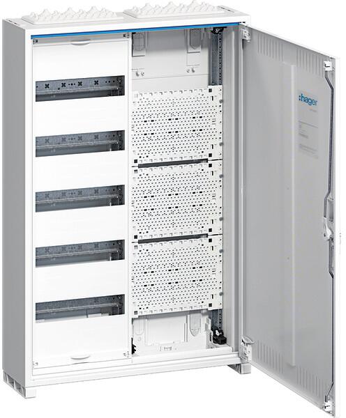 Hager FWB52K1 Feldverteiler AP, univers, IP31, SKII, 60PLE+Mediafeld, mit geschlitzer Tür, 800x550x161mm, QuickConnect