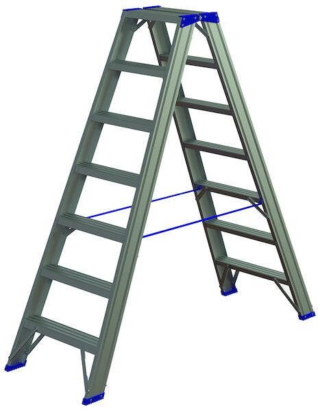 PROTEC.class PASSL27 Alu-Stufenstehleiter, 2x7, rutschfeste Gummifüße