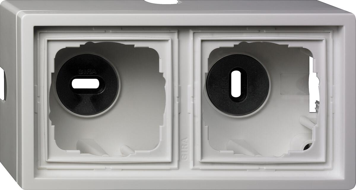Gira 0062112 Aufputz-Gehäuse mit Abdeckrahmen Flächenschalter 2fach, Flächenschalter, Reinweiß glänzend