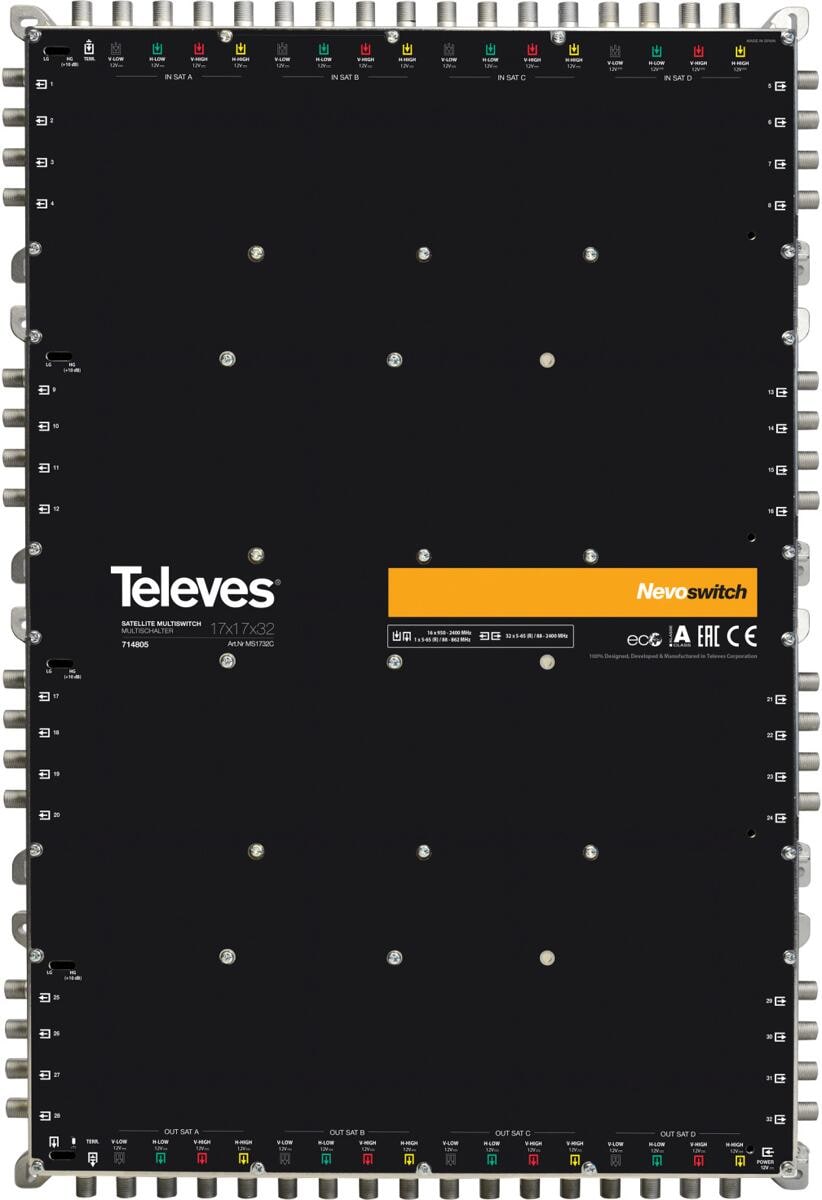 Televes MS1732C NevoSwitch Multischalter, 17 Eingänge, 32 Ausgänge (714805)