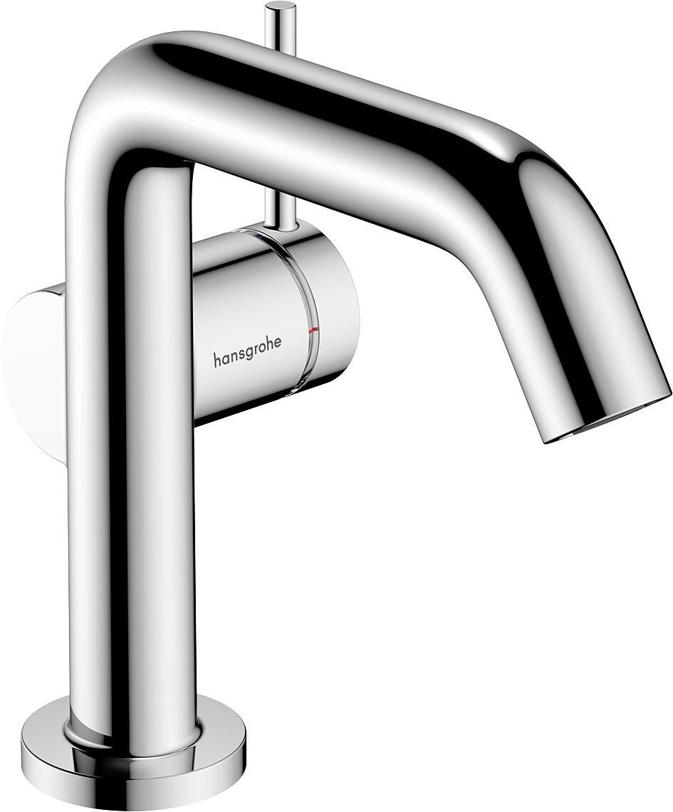 hansgrohe Tecturis S Einhebel-Waschtischarmatur 110 Fine CoolStart wassersparend+ mit Push-Open Ablaufgarnitur, Messing, 4 l/min, Chrom, (73320000)