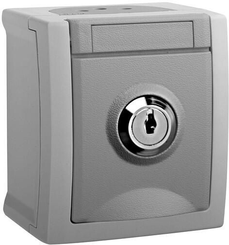 HHG 90591043-DE Steckdose abschließbar FR-AP , Pacific, Grau