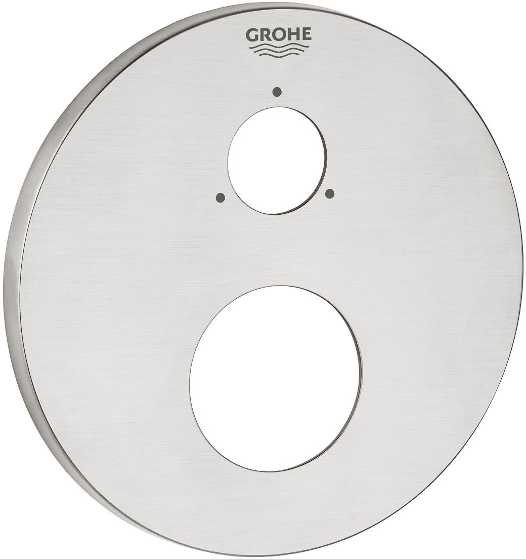 GROHE Rosette, rund, für Einhandmischer-Fertigmontagesets, Metall, mit Wandrosette, supersteel (49108DC0)