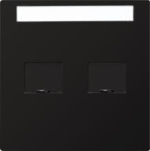 Abdeckung für Modular Jack/Western Technik, 2fach, mit Beschriftungsfeld und Verschlussschiebern, Schwarz, S-Color, Gira 066347