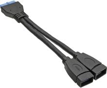InLine USB 3.0 Adapterkabel, 2x Buchse A auf Pfostenanschluss 19polig, 0,15m (33445I)