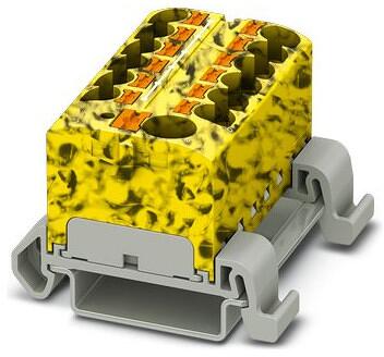 Phoenix Contact PTFIX 10/12X4-NS35A-FE Verteilerblock, 13 Anschlüsse, 0,2-6mm², 800V, 32A, schwarz/gelb (3273766)