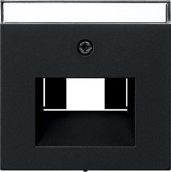 Gira 0284005 Abdeckung für UAE/IAE (ISDN)- und Netzwerk-Anschlussdose mit Beschriftungsfeld, System 55, schwarz matt
