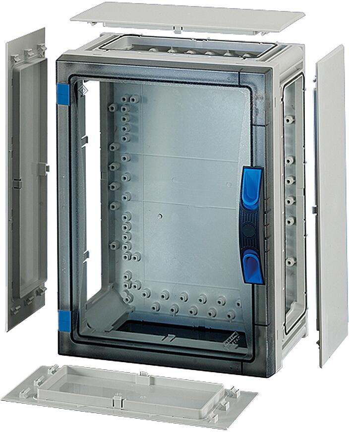 Hensel FP 0241 ENYSTAR Leergehäuse mit Verschlussplatten, Einbaumaße 306x216x140mm, grau