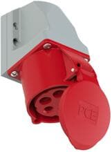 PCE CEE-Wandsteckdose, kompakt, 32A, 5p, 6h, IP44, TT, rot (125-6ttk)