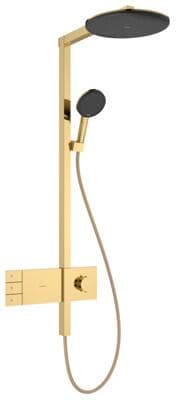 hansgrohe Raindance Alive S Duschsystem 300 2 Strahlarten wassersparend mit ShowerSelect Comfort, Metall, 7,7 l/min, 300 mm, Polished Gold Optic, (245
