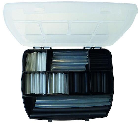 PROTEC.class PSB 110ST Schrumpfschlauch, 110 Teile, schwarz und transparent