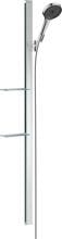 hansgrohe Rainfinity Duschset 130 3 Strahlarten mit Duschstange 150 cm und Ablagen, Metall, 14 l/min, 130 mm, Chrom, (27673000)