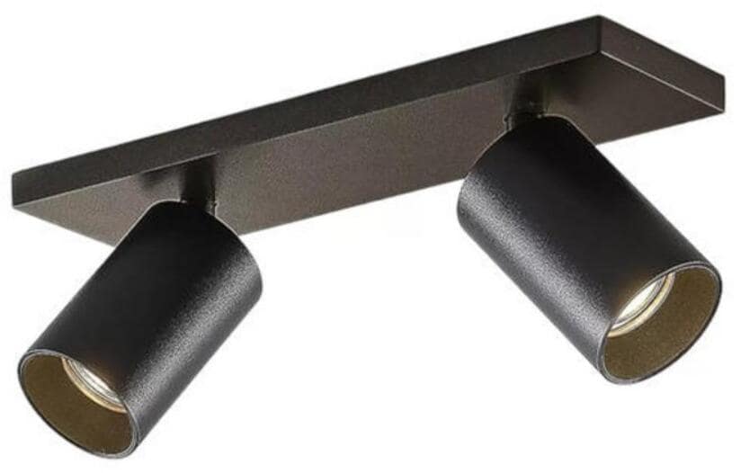 Brumberg TAGES Decken-Anbauleuchte für GU10-LED-Retrofit-Lampe, Metallgehäuse, Metallschirm, 2-fach, rechteckig, schwarz (57132180)