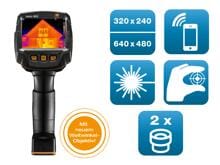 Testo 883-2 Set Wärmebildkamera, 42° + 12° Objektiv, 320 x 240 Pixel, 27 Hz, manueller Fokus, App, Laser (0563 8836)