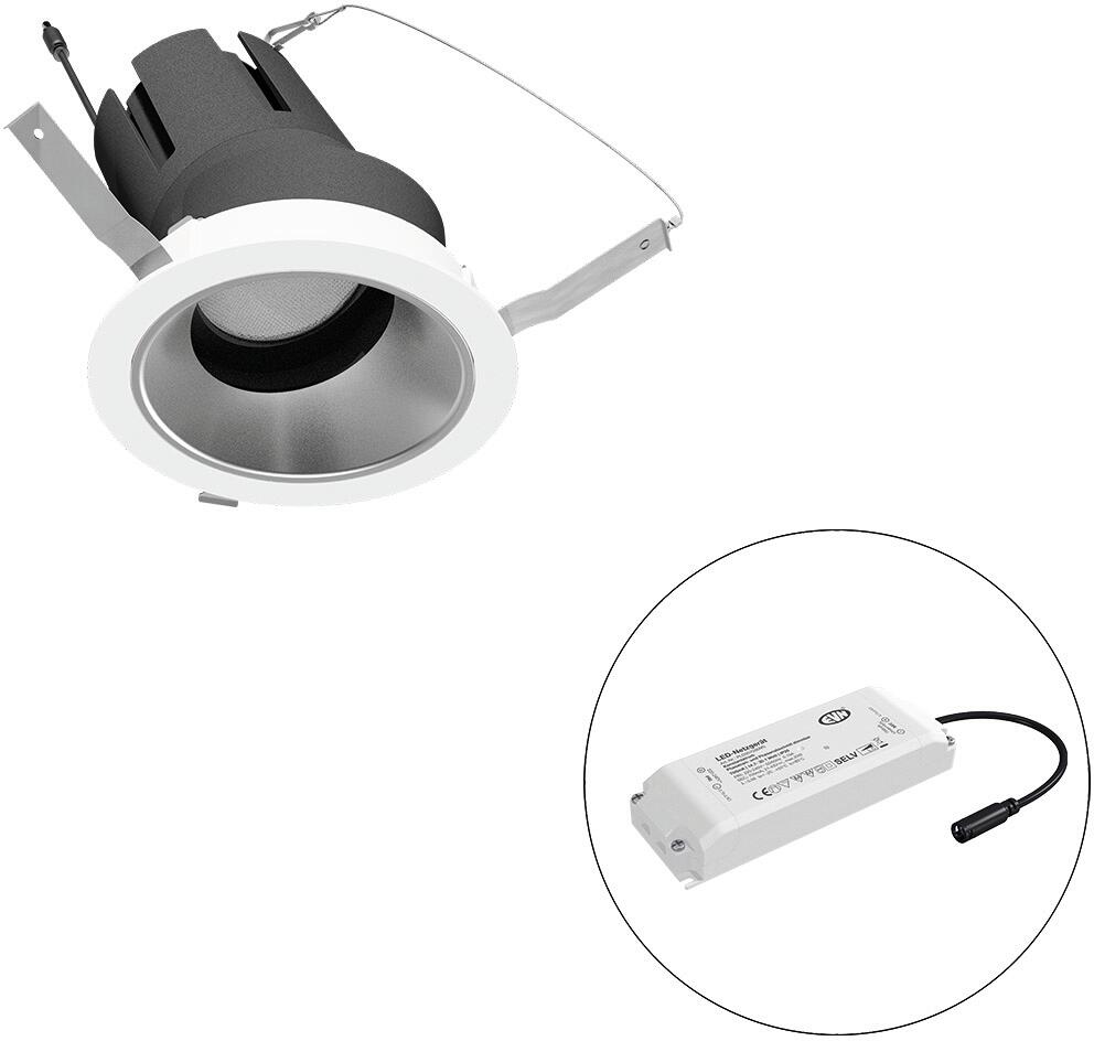 EVN SELECTO LED Deckeneinbau, rund, schwenkbar, IP20, 220-240V/AC, 25W, 4000K, 3063lm, inkl. Netzgerät, Phase, Reflektor silber/matt, 8.948,00cd, medi