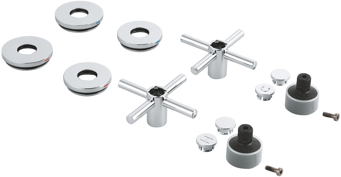 GROHE Atrio Kreuzgriff, Markierung blau/rot, 2 Stück, chrom (48406000)