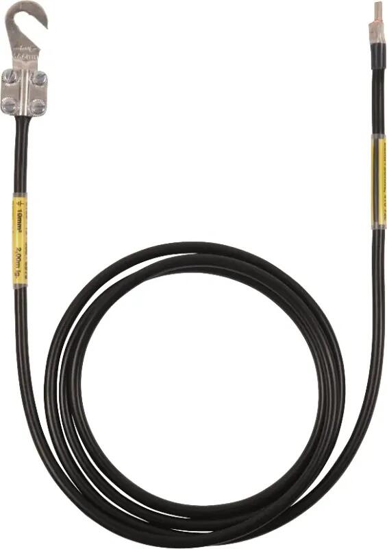 Dehn EL10 L2.05M 1KSO 8.10 1SKS 10 Erdungsleitung, 10mm², L 2,0m, 1 Kabelsch.(B)M8/10 und Stift-KS, schwarz (410720)