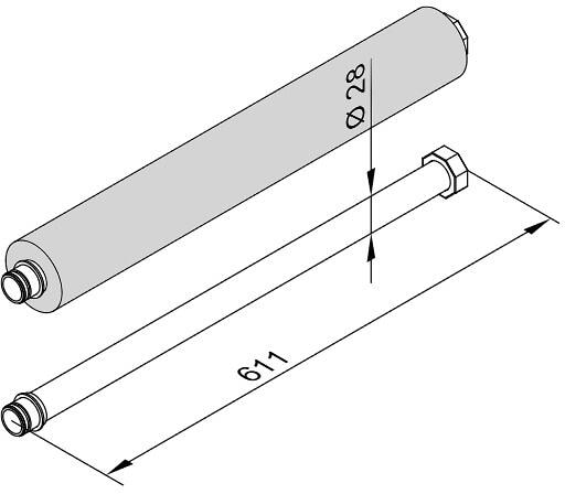 Viessmann Anschluss-Set für Konsole für Bodenmontage, D=28mm, DN25, L=600mm (ZK06020)