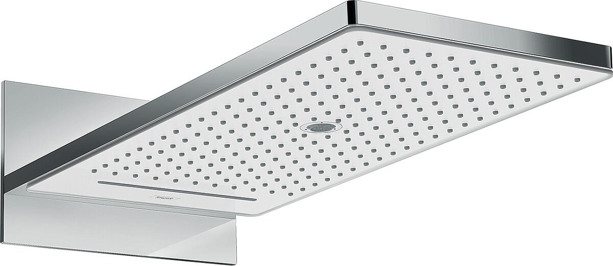 hansgrohe Rainmaker Select Duschkopf 580 3 Strahlarten wassersparend mit Wandanschluss, Metall, 9,5 l/min, 586 x 258 mm, Weiß/Chrom, (24011400)