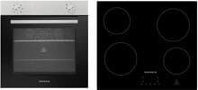 Respekta A-SET1204400 Backofen Set inkl. Glaskeramikkochfeld (AB121-26 + KM4400-28) 60 cm breit, 72 L, 4 Kochzonen mit je 9 Leistungsstufen, Edelstahl/Schwarz