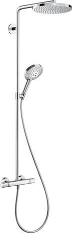 hansgrohe Raindance S Duschsystem 240 1 Strahlart PowderRain wassersparend+ mit Thermostat, Metall, 6 l/min, 240 mm, Chrom, (28825000)