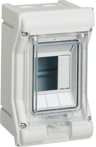 Hager VE103D Vector Kleinverteiler, Aufputz, 1-reihig, IP65, 3PLE, mit Einführungstüllen, grau