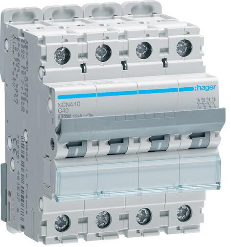 Hager NCN440 Leitungsschutzschalter 4 polig 10kA/15kA C-40A 4M