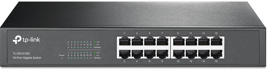 TP-Link TL-SG1016D 16-Port Gigabit Switch, 16x10/100/1000Mbit/s-Ports, schwarz