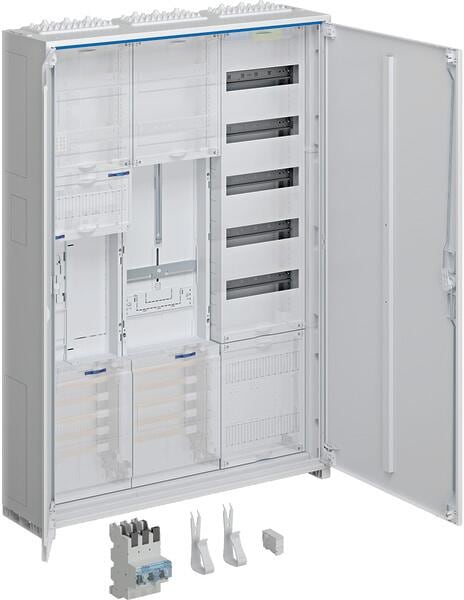 Hager ZB33SEQ19EN Komplettschrank, universZ, 1ZP, RES, SG, BKE-I, VT5, APZ, SLS 50A, 1100x800x205mm, IP44