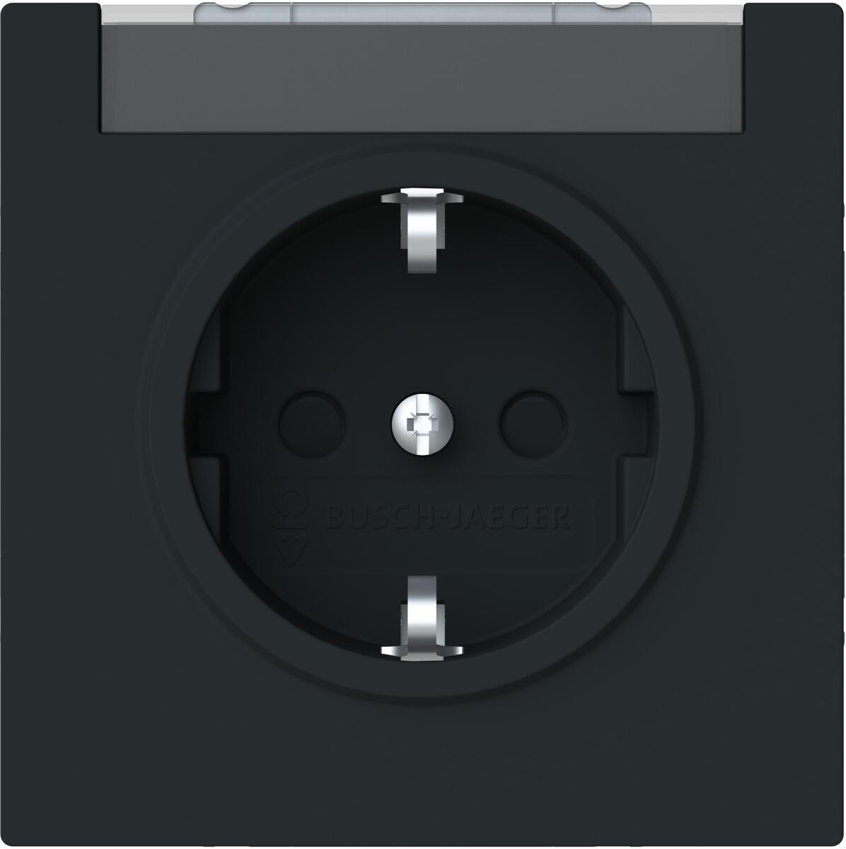 Busch-Jaeger 20 EUCNB-45M SCHUKO Steckdose Safety+, art linear, Steckklemme, Beschriftungsfeld, schwarz matt (2CKA002013A5512)