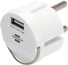 Brennenstuhl USB Steckdosenadapter, 2,4A, weiß (1508110)