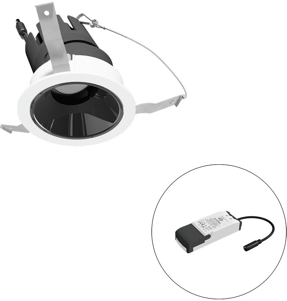 EVN SELECTO LED Deckeneinbau, rund, schwenkbar, IP20 220-240V/AC, 6W, 3000K, 700lm, inkl. Netzgerät, Phase, Reflektor schwarz/hochglänzend, 2.045,00cd