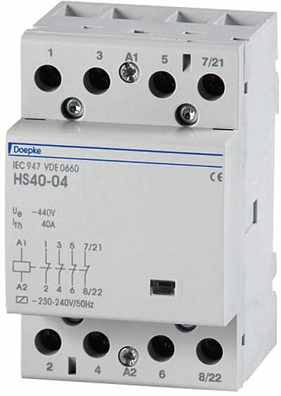 Doepke HS40-04 Installationsschütze 40A, 230V AC, min.50Hz, max.60Hz, 4 Öffner