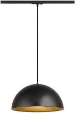 SLV FORCHINI M 40 TRACK Pendelleuchte für 1-Phasen Hochvolt-Schienen-System, E27, inkl. Adapter schwarz, Ø 40cm, schwarz/gold (1008540)