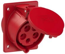 PCE CEE-Anbausteckdose, 32A, 5p, 6h, IP44/IP54 TT, 80x97mm, schräg, rot (425-6tt)