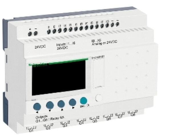 Schneider Electric SR2B201BD SPS-Steuerrelais, Zelio Logic, kompakte Ausführung, 20 E/A, 24 VDC, Display, Uhr, Relaisausgänge