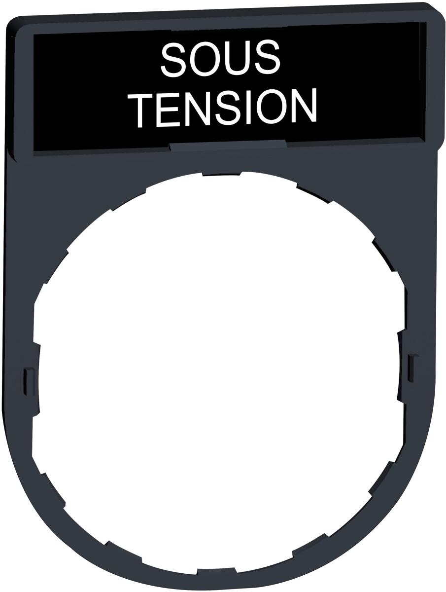 Schneider Electric ZBY2126 Schildträger 30x40mm, für Ø 22 Geräte, mit Schild SOUS TENSION, schwarz