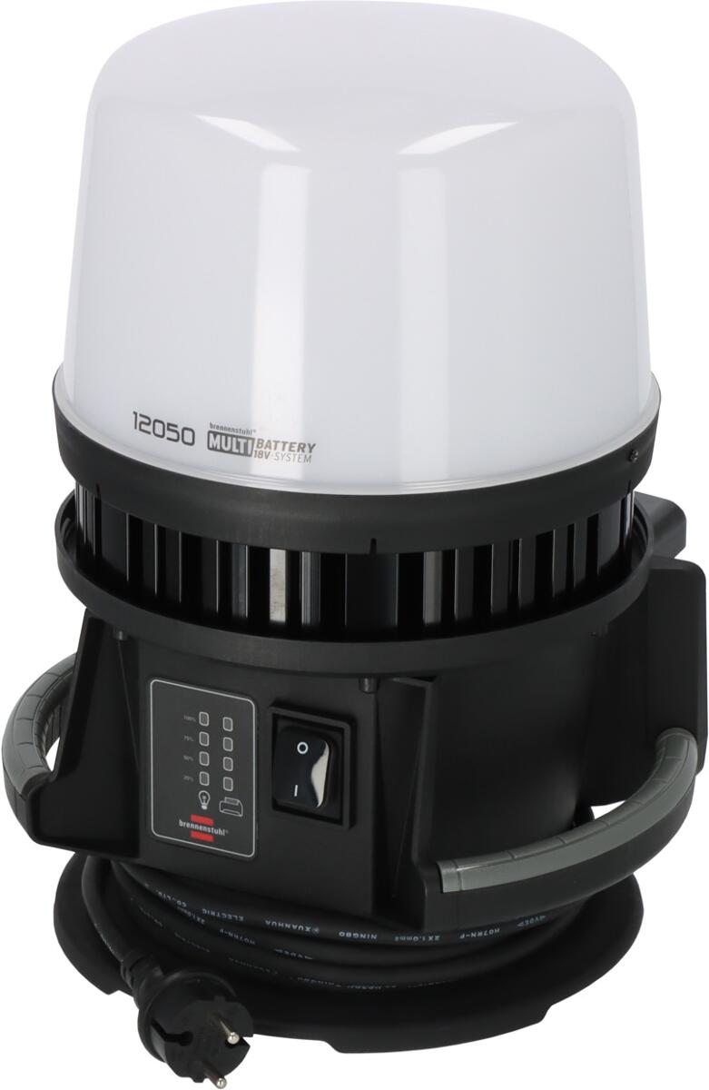 Brennenstuhl Hybrid 12050 MH Multi Battery LED 360° Baustrahler, 12000lm, IP54, schwarz (1173700003)