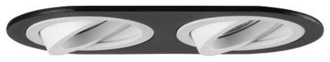 Brumberg M1 Einbaugehäuse, oval, bündig, mit Modulhalterung bündig, schwenkbar 20°, IP20, max. 2x13W, ohne LED-Module, Aluminium, schwarz/weiß (450205