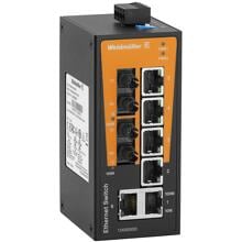 Weidmüller IE-SW-BL08-6TX-2ST Netzwerk-Switch, unmanaged, Fast Ethernet, 6x RJ45, 10/100BaseT(X), 2x ST-Multimode, IP30 (1240930000)
