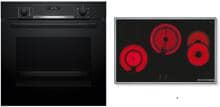 Bosch HBD632LS82 Backofen Set mit Glaskeramikkochfeld (HBG537BB4+PKH845BB1D), 60 cm breit, 71 L, 8 Backofenheizarten, schwarz