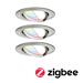 Paulmann LED Einbauleuchte Smart Home Zigbee 3.0 Nova Plus Coin Basisset schwenkbar rund 84mm 50° Coin 3x5,2W 3x400lm 230V dimmbar RGBW, eisen gebürstet (92965)