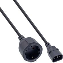 InLine Netz Adapter Kabel, Kaltgeräte C14 auf Schutzkontakt Buchse