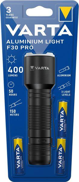 VARTA 17608 Taschenlampe Aluminium LightF30Pro, 400 lm, 50h, 150m, schwarz (17608)